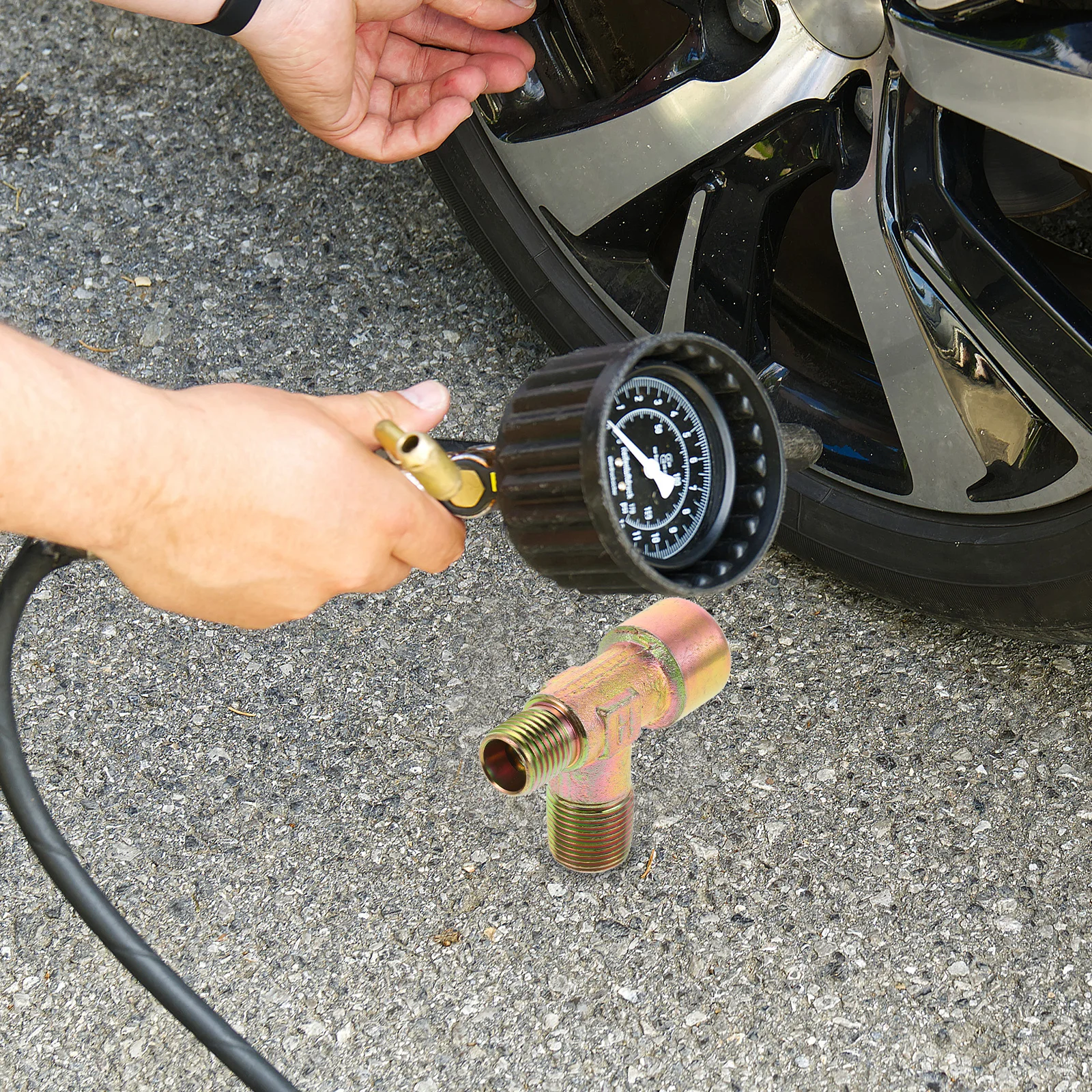 3/8 "النحاس خط الفرامل المناسب صمام استخراج الهواء لشاحنة مقطورات المعدات الصناعية Npt تركيبات ضاغط الهواء الذكور #6