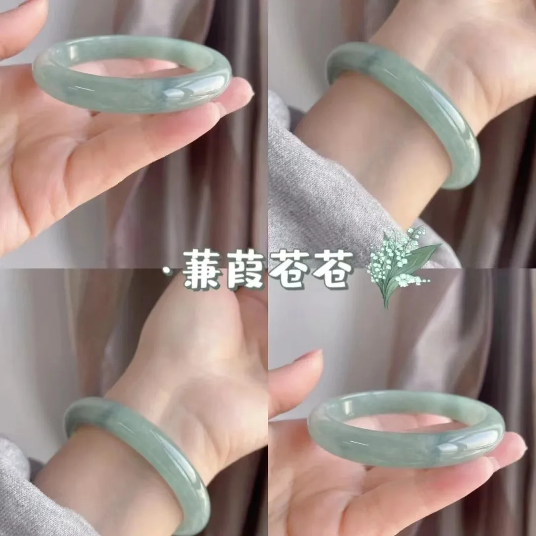 Hermosa barra redonda exquisita y de moda, cristal grueso, pulsera de hielo transparente antijade, joyería Hanfu de palacio antiguo