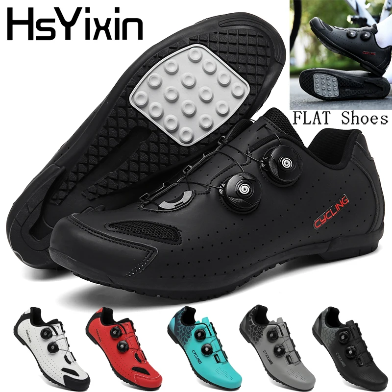 

MTB Lock-Free Cycling Shoes Flat Pedal Shoes Men Women's Indoor Boots Bicycle Training Shoes for ,rubber soled Highway cycling