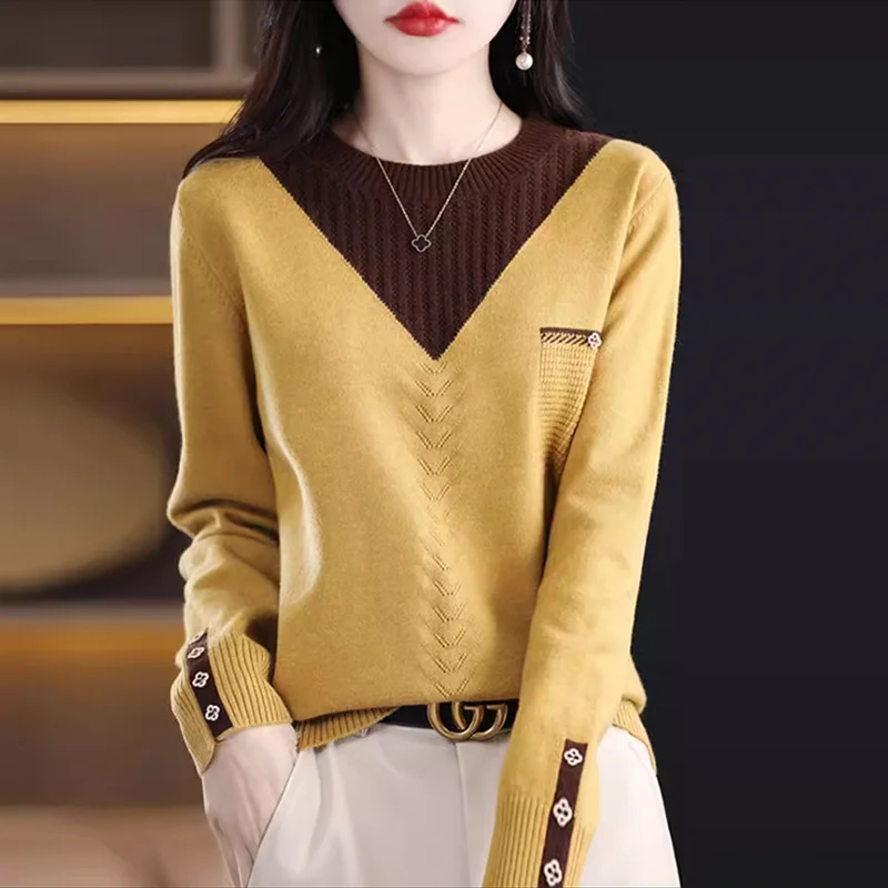 女性用 Y2K ニットセット ツーピース 長袖 ルーズフィット 若見え ベースレイヤー セーター 秋冬