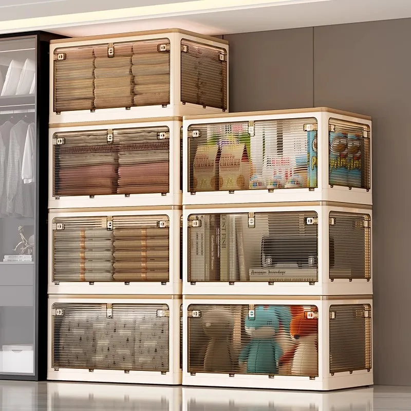 صندوق تخزين صندوق تخزين قابل للطي خزانة بلاستيكية سميكة منزلية ملابس شفافة صندوق تخزين اللحاف زعانف للتخييم في الهواء الطلق