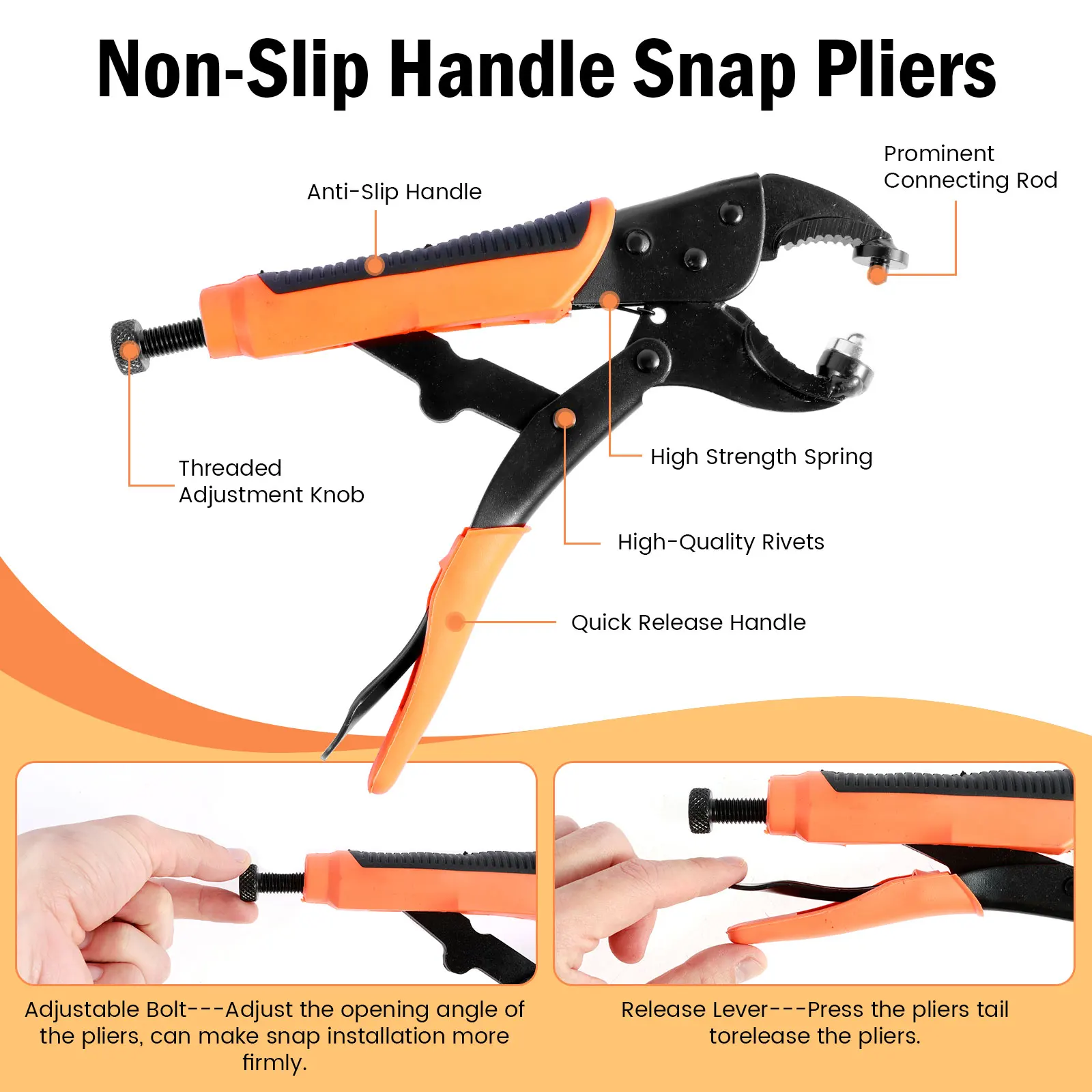 1 Set Metal Snap Fasteners Button Kits Heavy Duty Snap Button Tool with Adjustable Pliers Sewing Accessories for Clothes Leather