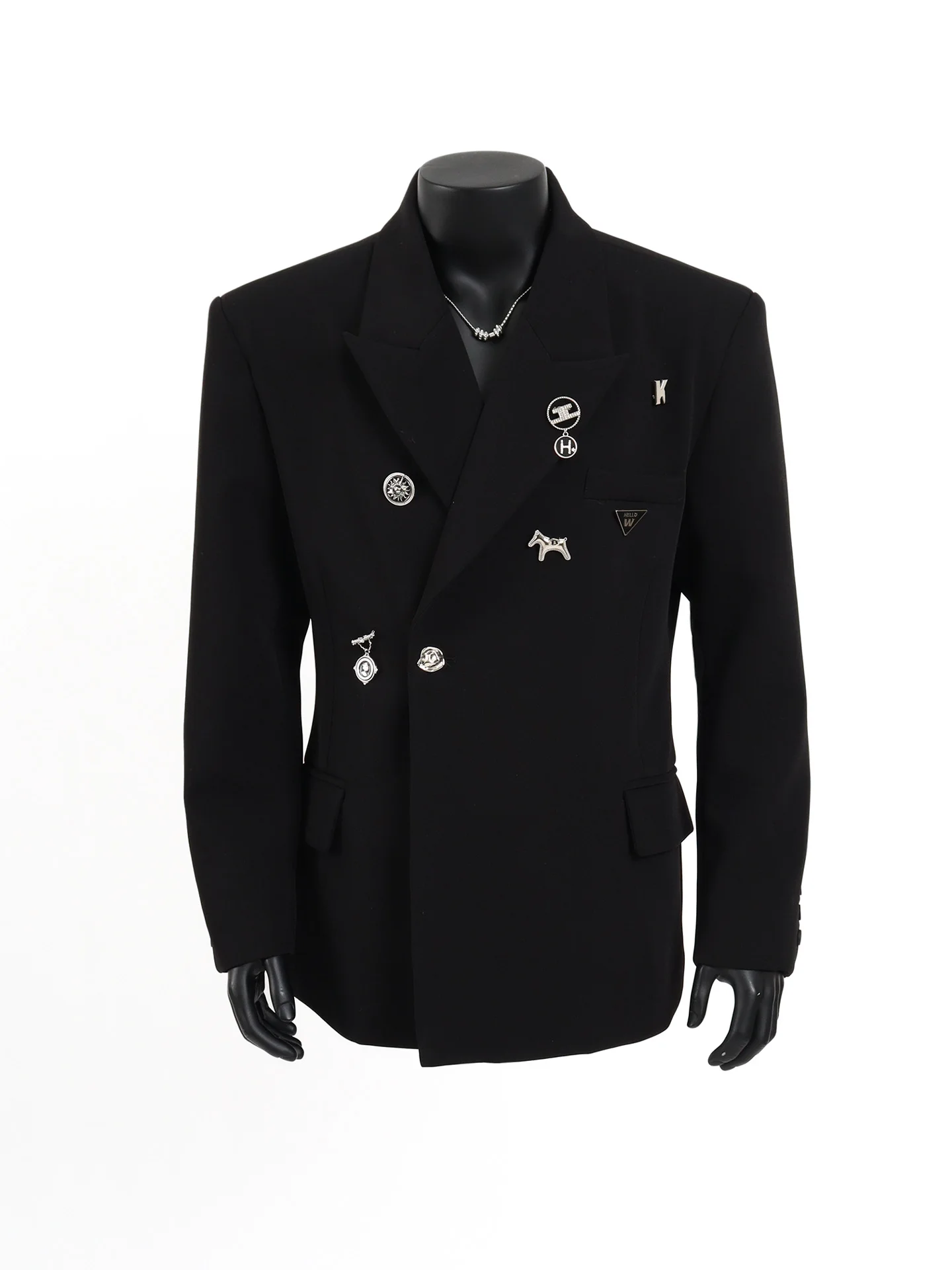 

Starlit Men's Lightweight Luxury oulder Pad Suit Jaet Casual Waist-Cinching Outerwear Faionable Metal Decoration