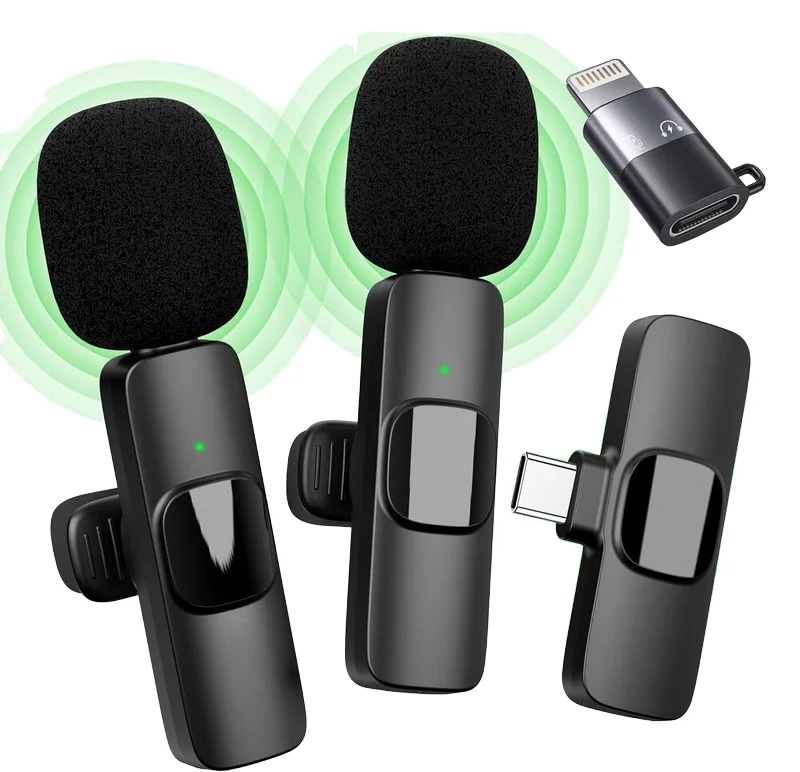 Mini Type-C wireless condenser collar microphone, noise reduction omnidirectional metal collar/accessory clip