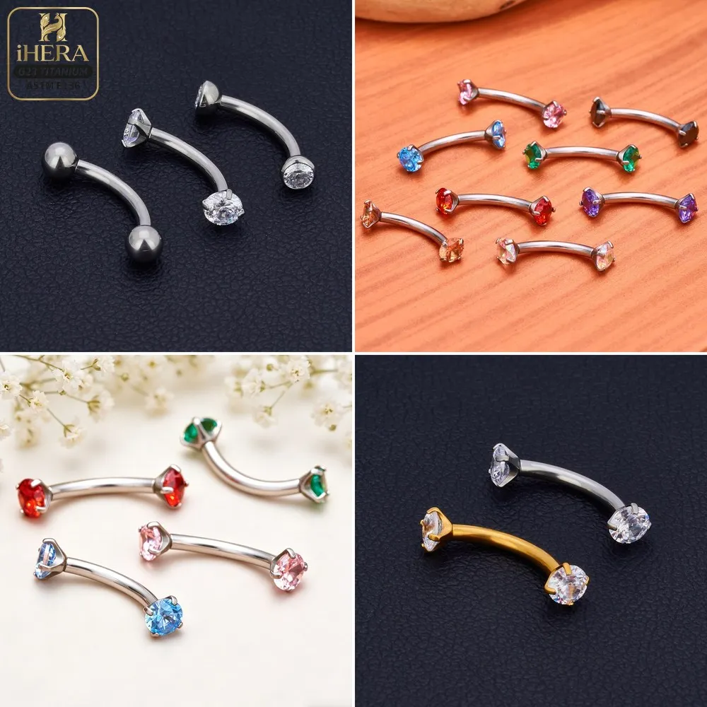 10PCS F136 Titanium Piercing Tiny Minimalist Internal Thread Curved Barbell Bulk Eyebrow Ring Rook Piercing Jewelry Septum Ring