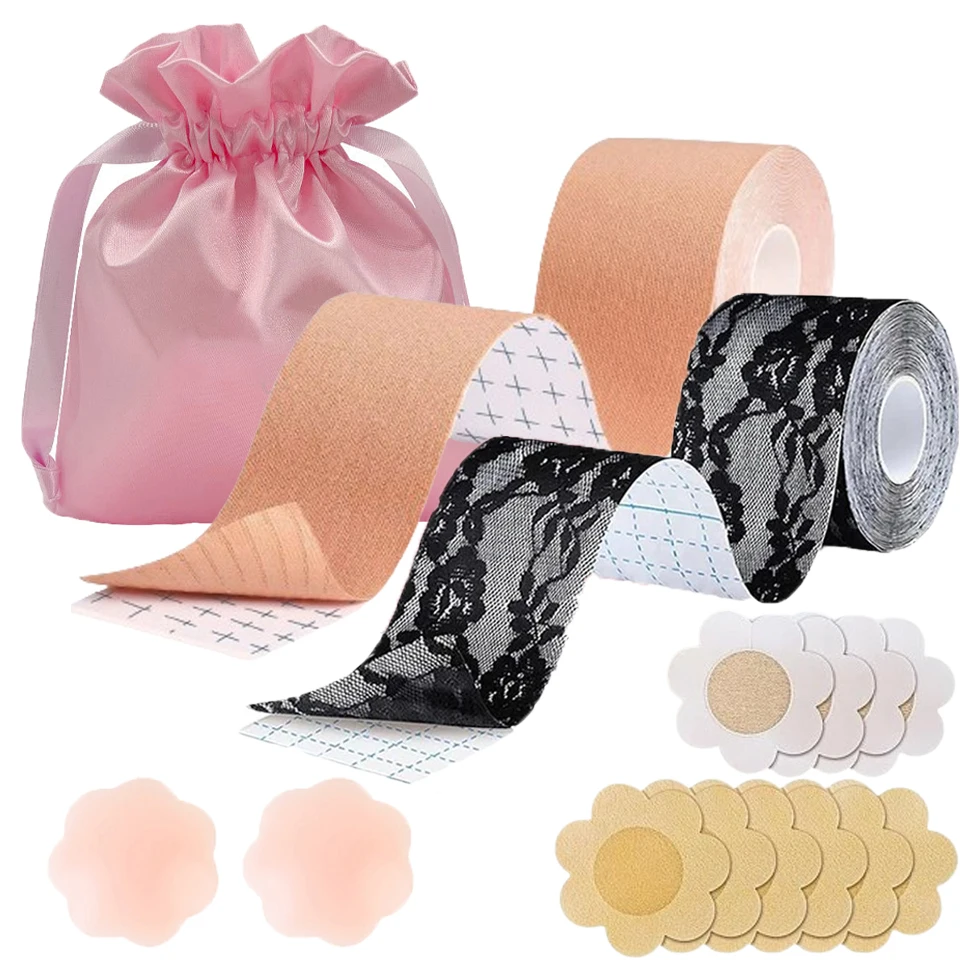 Boob Tape BHs Frauen Kleber unsichtbare BH Nippel Pasteten umfasst Brust lift Tape Push-up Bra lette träger losen Pad Aufkleber