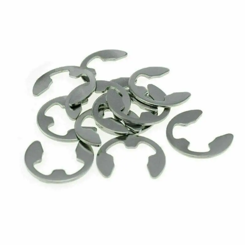 120 PCS 304 Stainless Steel E Clip Washer Assortment Kit Light External Circlip Retaining Ring for Shaft Fastener M1.5~M10