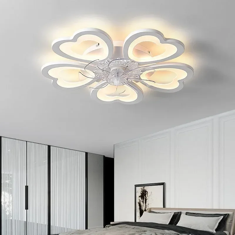 Acrylic 3 Colors Variable Luminous Fan Light LED Lighting Living Room Dining Room Interior Luxury Ceiling Hidden Fan Light