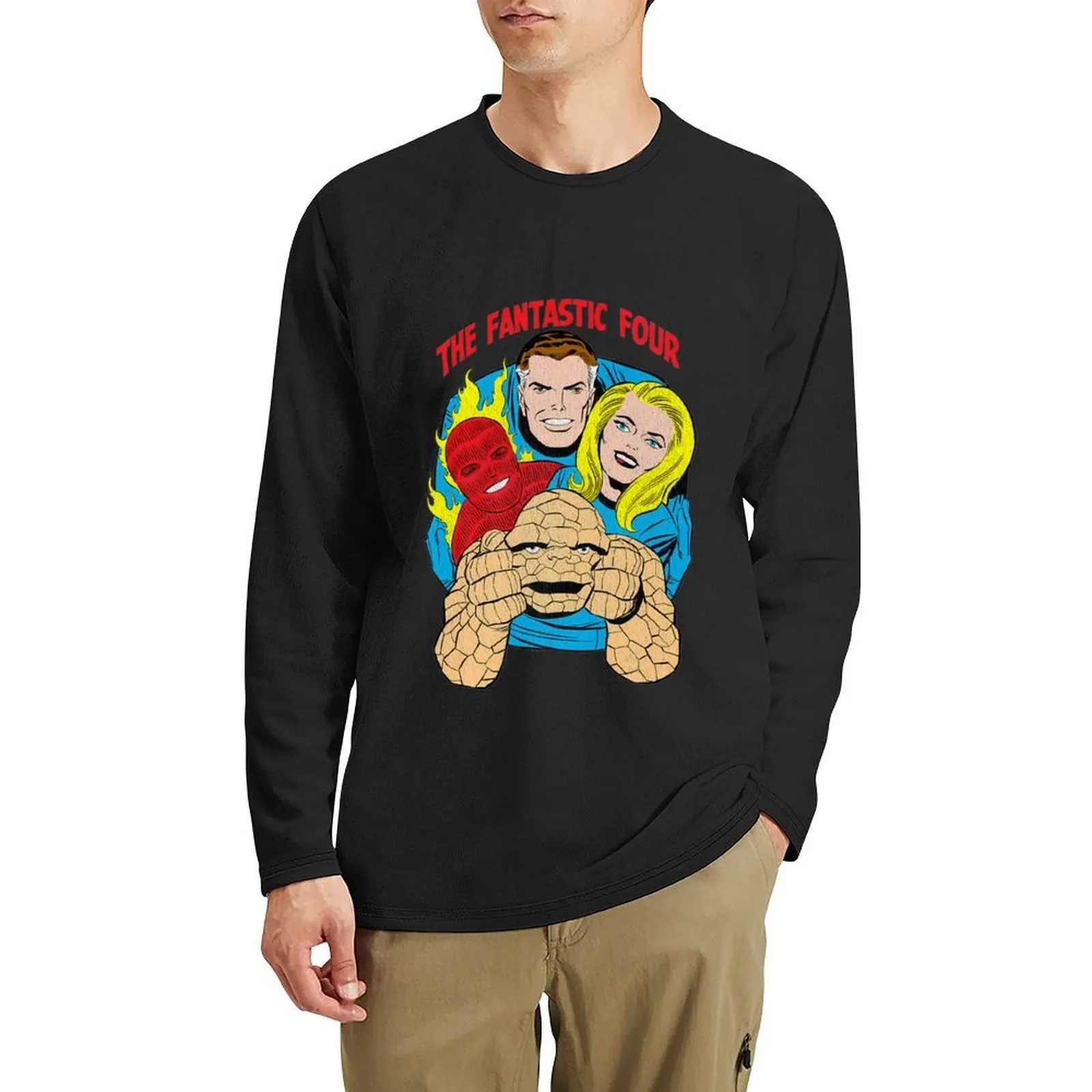

The Fantastic Four Retro Comic Long T-Shirt Oversized t-shirt cute tops tees aesthetic clothes mens t shirts pack