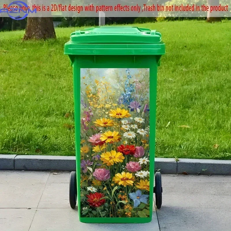 Striking 2D Print Decal Decor Ornament for Frequently‑used Household Garbage Bin