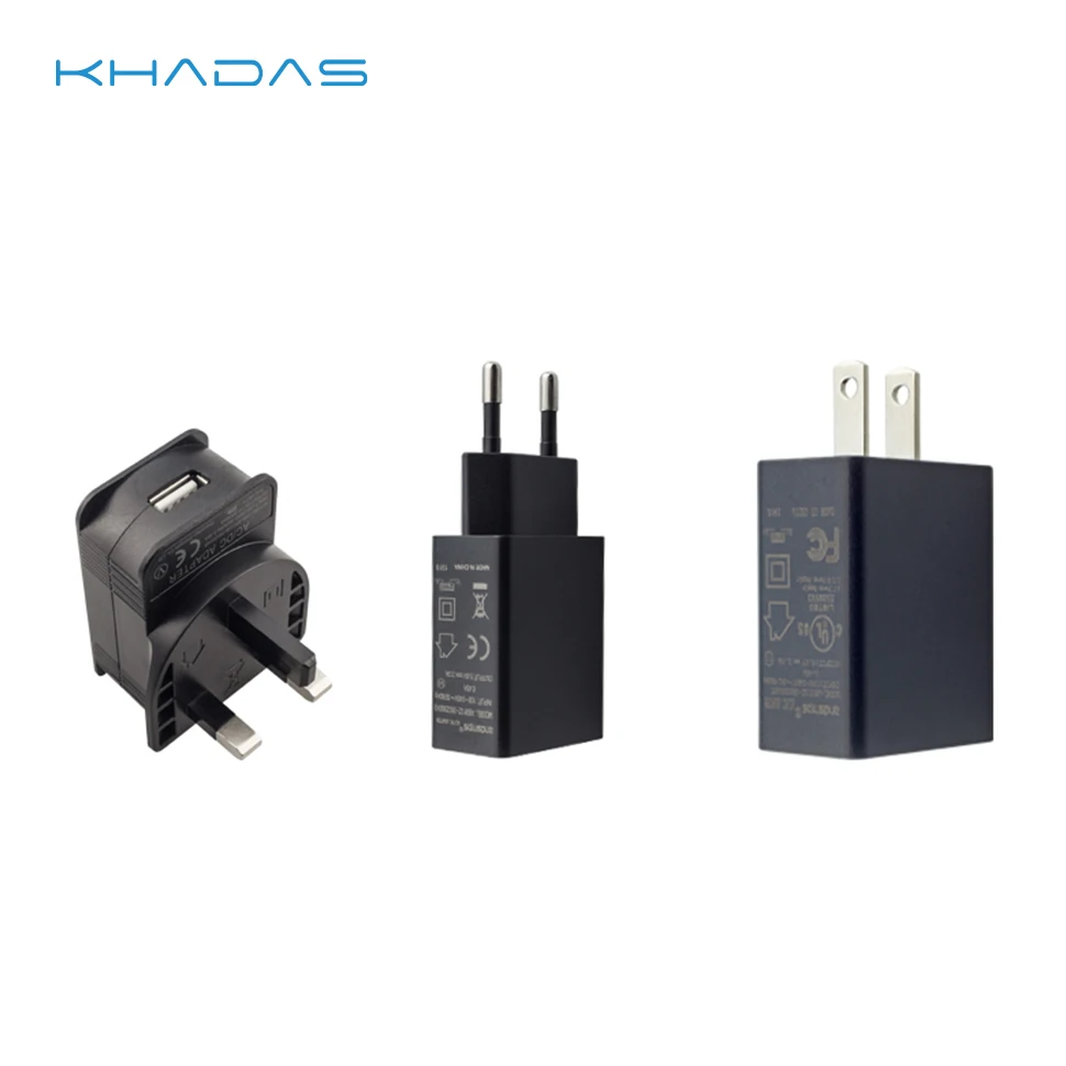 Khadas 5V2A EU Type Adapter with CE FCC Certification for all VIMs in Russia