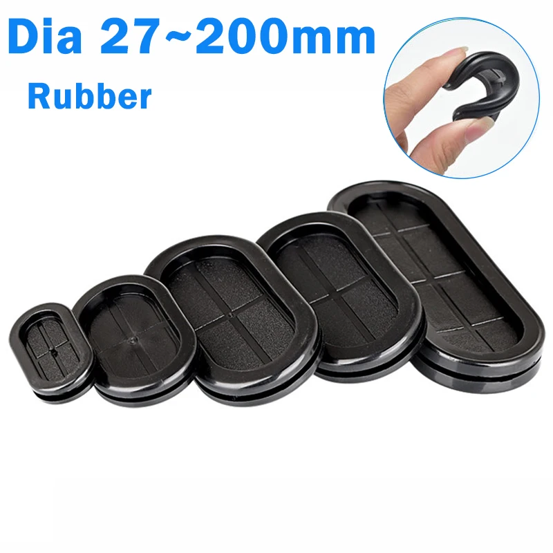 Black Oval Double Sided Rubber Grommets  Dia 27~200mm Seal Ring Protection Wire Cable Buckle Type Sealing Cap Protective Coil