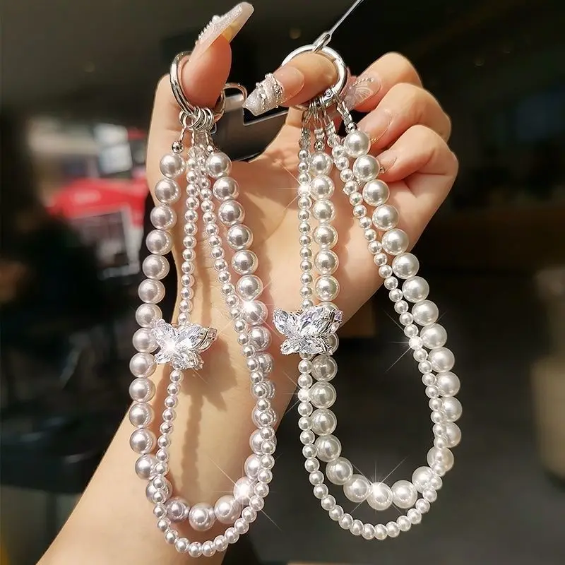 

Pearl Mobile Phone Lanyard, Wrist Exquisite Handmade Jewelry