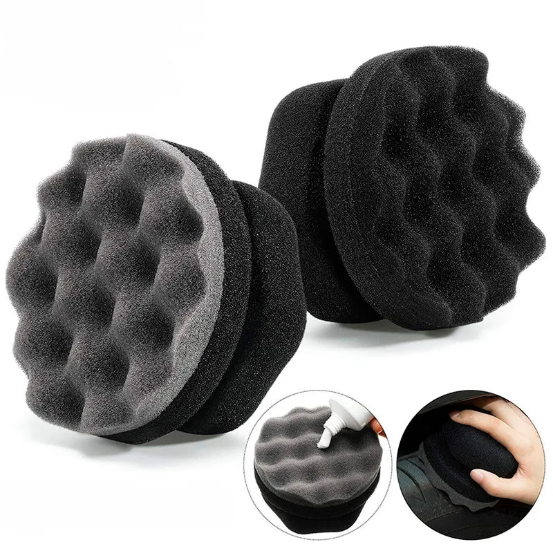 

2PCS Brush Car Wash Black Tire Cleaning Tools Car Cleaning Tire Waxing Sponge Car Detailing Brush Density Foam Sponge for Auto