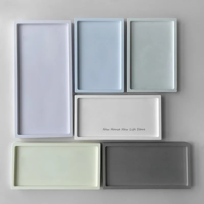 Rectangle Shape Silicone Molds DIY Handmade Epoxy Resin Concrete Plaster Fruit Dessert Storage Tray Molds Ceramic Clay Casting