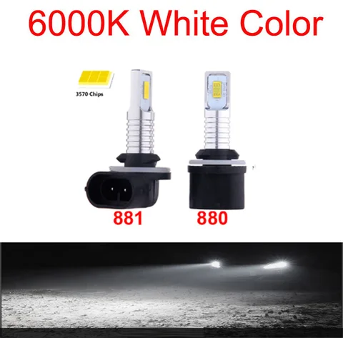 2 шт. светодиодные 880 H27W/27 881 автомобильные лампы H27W H27 DRL противотуманные фары белые 6000K 12V 24V для светодиодных противотуманных фар дальнего света автосветильник