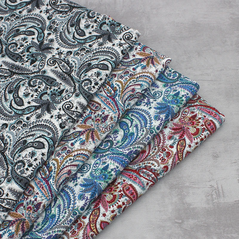 Paisley Fabric Cashew Flower Cotton Poplin Printed Cloth for Quilting Needlework Patchwork