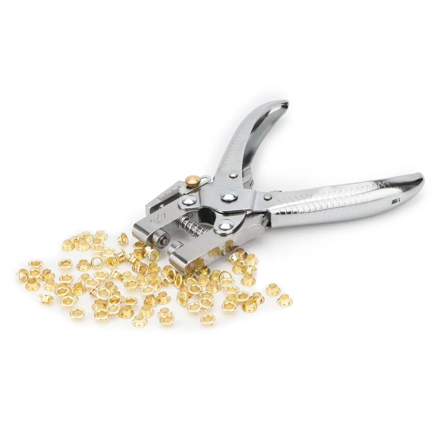 Ösen-Lochstanzzange, einfacher Druck, Hohltülle, tragbarer Hand-Ledergürtel, silberfarbenes Einstellwerkzeug-Set für Leinwand
