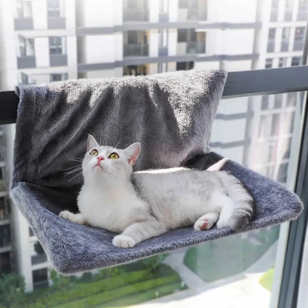 

Hanging Soft Fleece Bed for Cats, L-Shape, Hammocks, Metal Iron Frame, Winter Radiator, Warm Sleeping Bed for Cats, Luxury