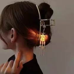 Pinzas para el pelo con borla de linterna de estilo antiguo, accesorios para el cabello de palacio chino, tocado Vintage de Año Nuevo para mujeres y niñas