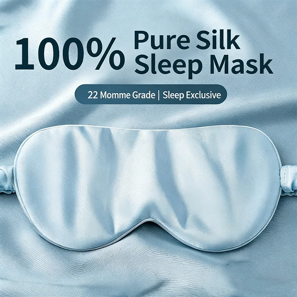 Silk Sleep Mask Pressure-Free Adjustable, Breathable & Skin-Friendly, Light-Blocking for Restful Sleep, Sleep Eye Mask Blackout