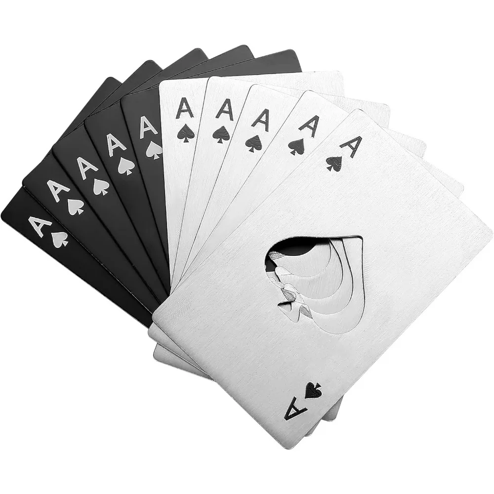 

10Pcs Ace of Spades Bottle Openers, Poker Card Bottle Openers, Stainless Steel Portable Metal Credit Card Beer Bottle