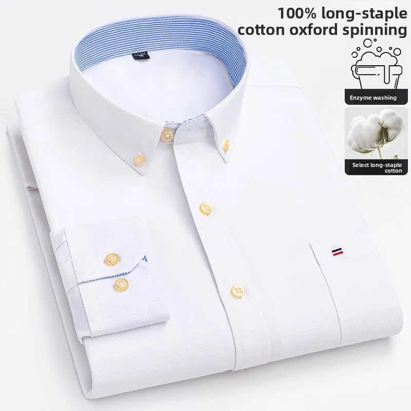 

100% cotton men's long-sleeved premium shirt, cotton shirt, large size, authentic shirt