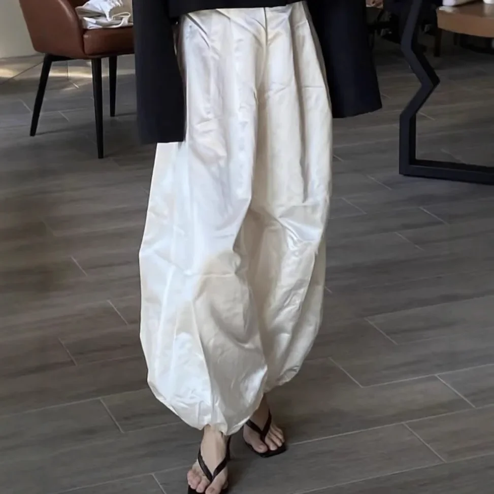 FDEY Solid Color Pleated Fashion Autumn Female Loose Bloomers Long Pants Streetwear 2025 Casual Loose Bloomers Pants For Women
