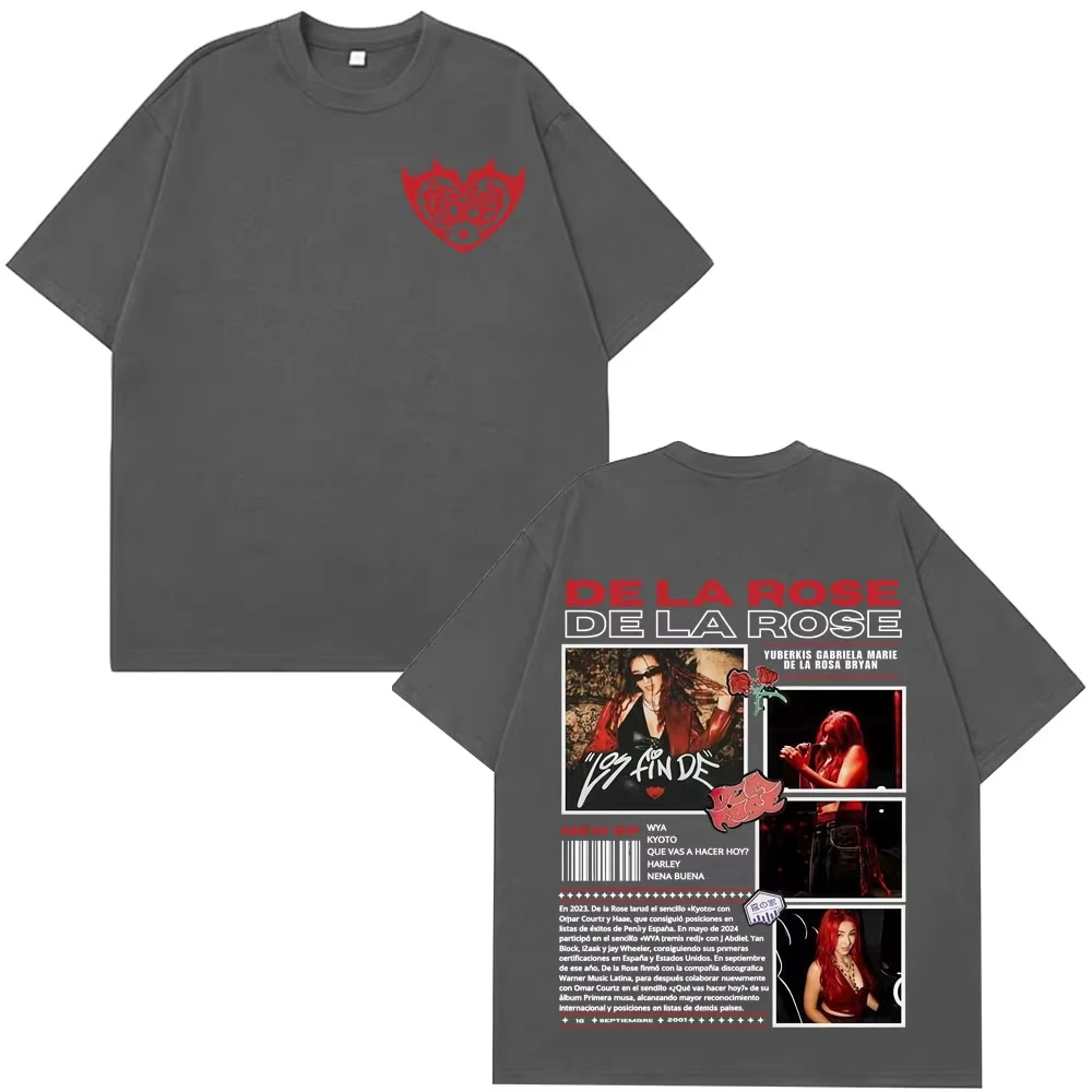 Męska i damska letnia koszulka z okrągłym dekoltem, luźna, w stylu Harajuku, bawełniana, z nadrukiem muzyki pop, koszulka z motywem albumu i trasy koncertowej piosenkarki Dela Rose, merch z trasy koncertowej 2025.