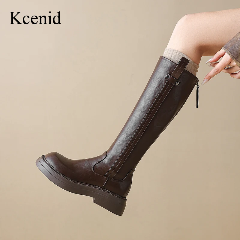 

Kcenid/Зимние женские сапоги до колена на толстом каблуке с круглым носком, современные ботинки на средней платформе в уличном стиле, лаконичные свадебные туфли