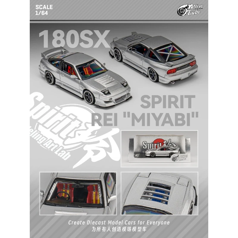 In stock:1:64 180SX Spirit silver alloy die-cast miniature simulation car model creative decorative item, festival gift