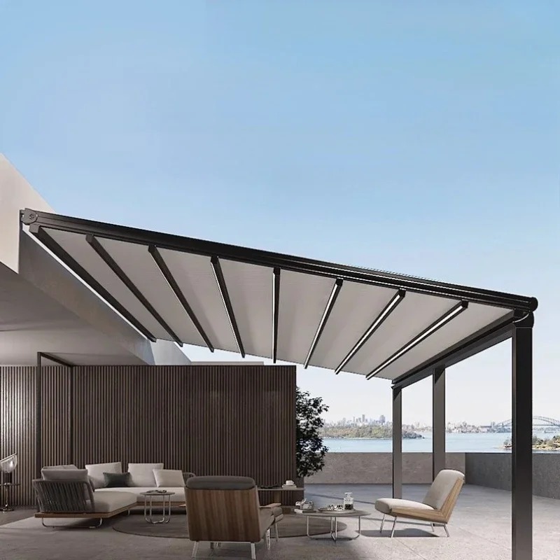 Garden canopy Sun awning Electric folding canopy Intelligent telescopic canopy Outdoor sun protection Aluminum alloy