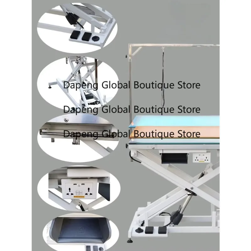 Stainless Steel Electric Lifting Pet Grooming Station Built In LED Light Household Pet Trimming Workbench