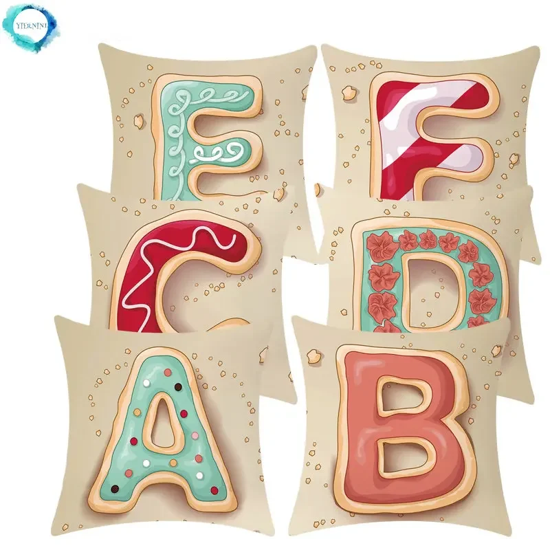 

Creative Colorful English Letter Alphabet Cushion Cover Polyester Throw Pillowcase Sofa Home Decorative Pillow Covers