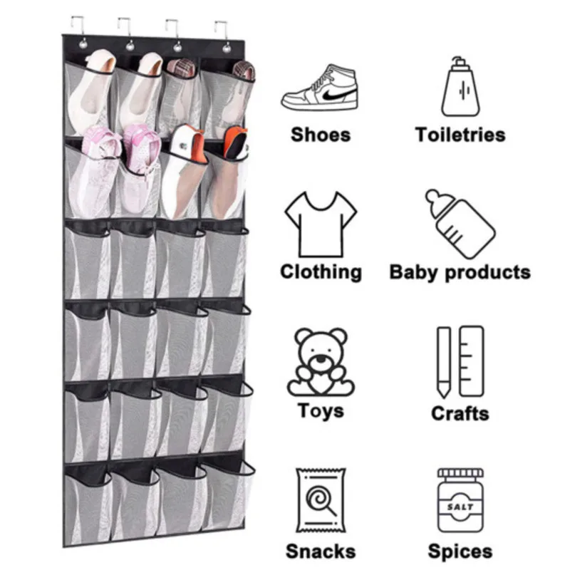 14 24 28 35 Grids Over Door Shoe Organizer Rack Closet Hanging Storage Holder Hanger Bag Large Mesh Pockets Rack Holders Hanger