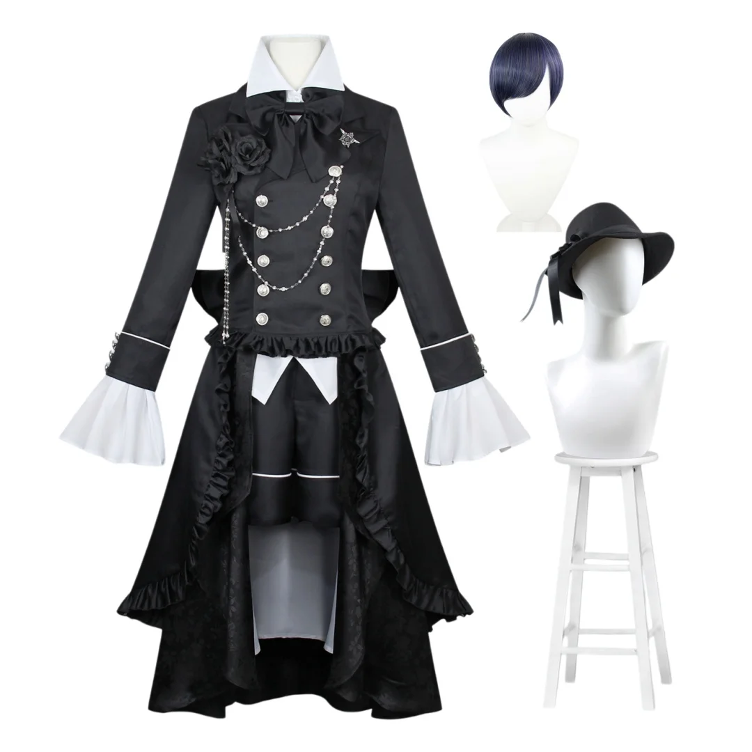Black Butler Black Rose Ciel Phantomhive Cosplay Costume Wig Set