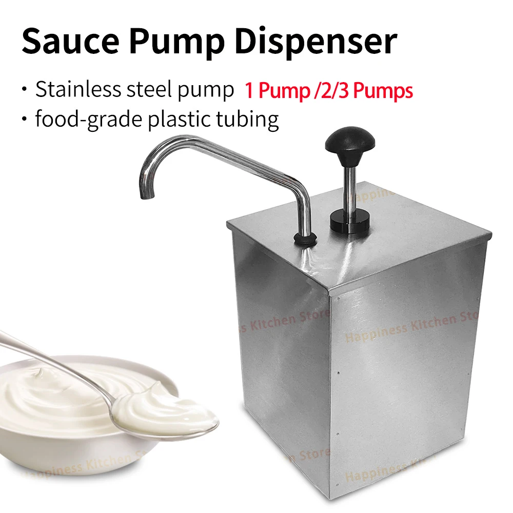 

Ручной насос для соуса с краном, насос из нержавеющей стали, контейнер для соуса 1/2/3, диспенсер для насоса для соуса