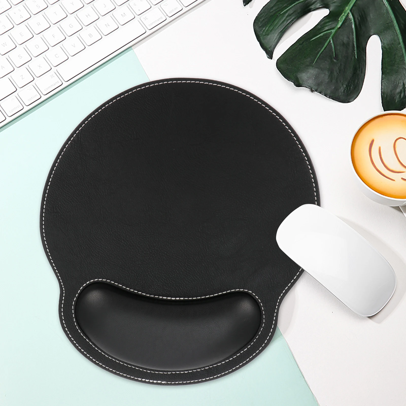 

Wrist Support Mouse Pad Ergonomic Memory Foam Rest Skid Proof Gaming Office Use Pu Material Relieve Stress