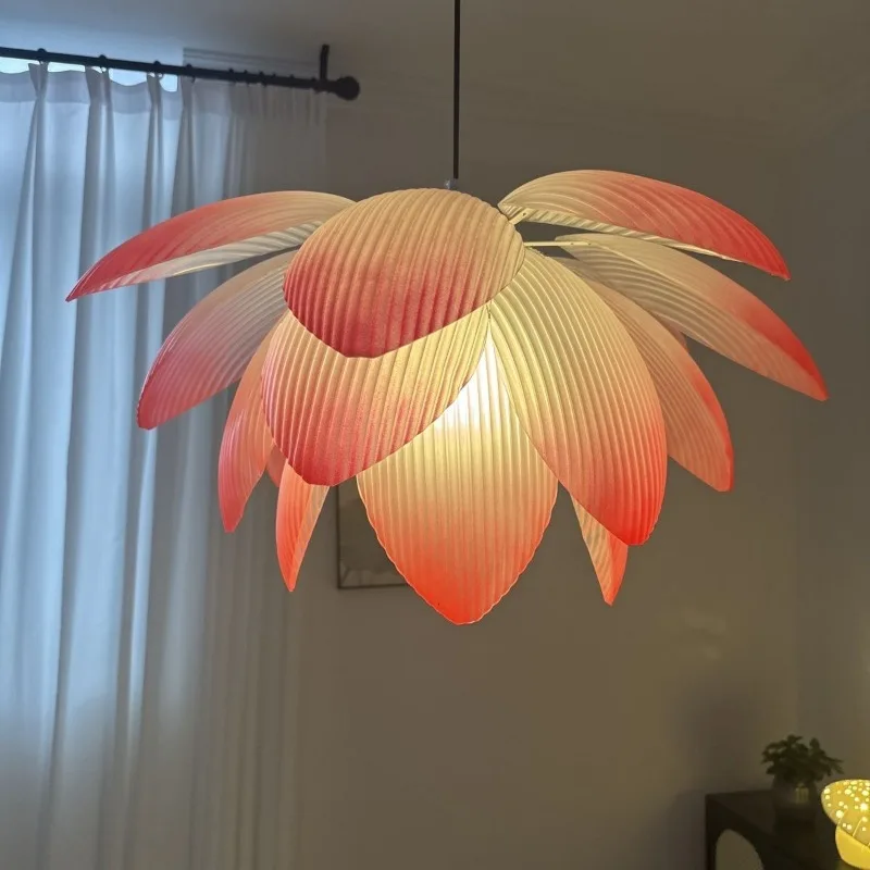 New Chinese Chandelier Living Room Lamp Modern Minimalist Bedroom Bedside Tea Set Lotus LED Light  Decorative Home