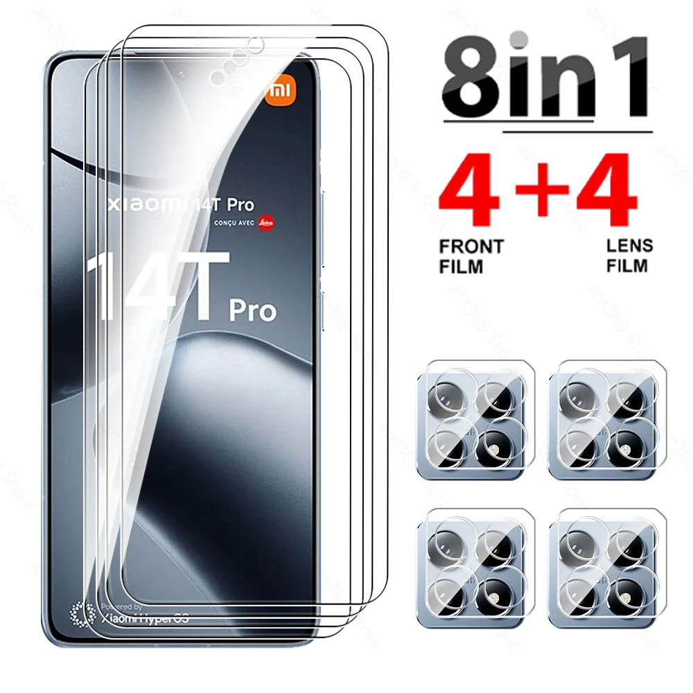 4/8in1 Tempered Glass Case For Xiaomi 14T Pro Screen Protector Cover Xiomi 14TPro 3D Camera Glass Mi 14 T T14 5G Back Lens Film