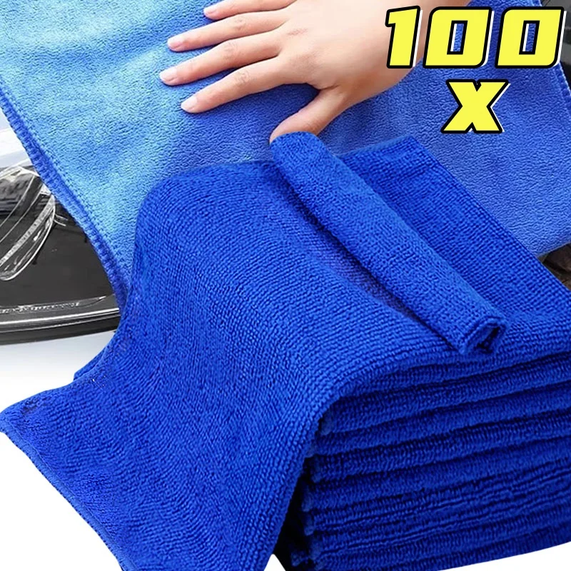 1/100pcs Soft Thicken Microfiber Car Cleaning Towels Quick Drying Windows Mirrors Wiping Rags Home Double Layer Clean Cloths