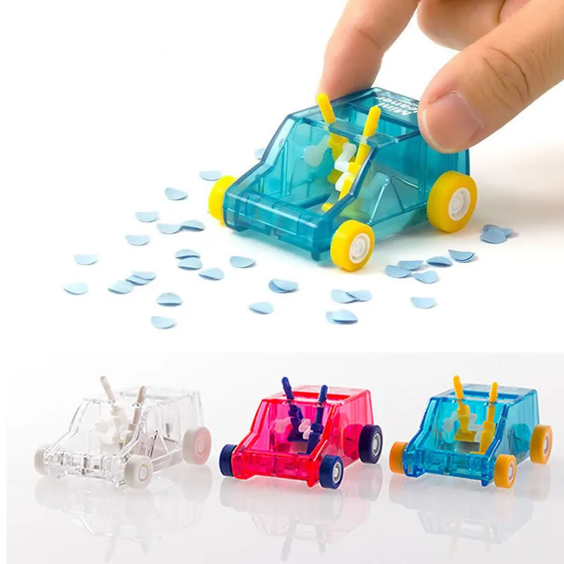 Cute Mini Car Table Dust Cleaning Trolley Keyboard Desktop Dust Cleaner Confetti Pencil Eraser Dust Sweeper Desk Set Kids Toys