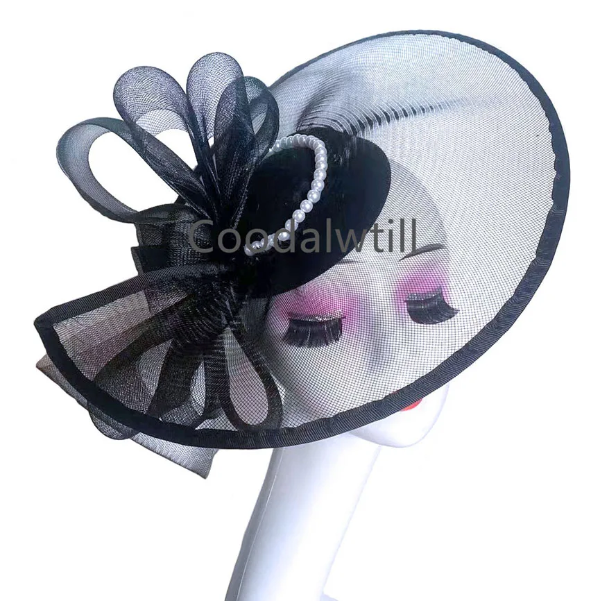 Large Flower Feather Hat Fascinator Headband Women Wedding Party Tea Headpiece Royal Ascot Prom Chapeau Cap Ladies Bride Pillbox