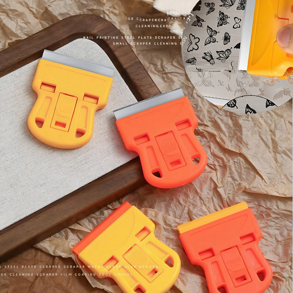1/2 pçs arte do prego placa de carimbo limpeza raspador plástico/lâmina de aço gel polonês removedor pá modelo de impressão do prego acessórios