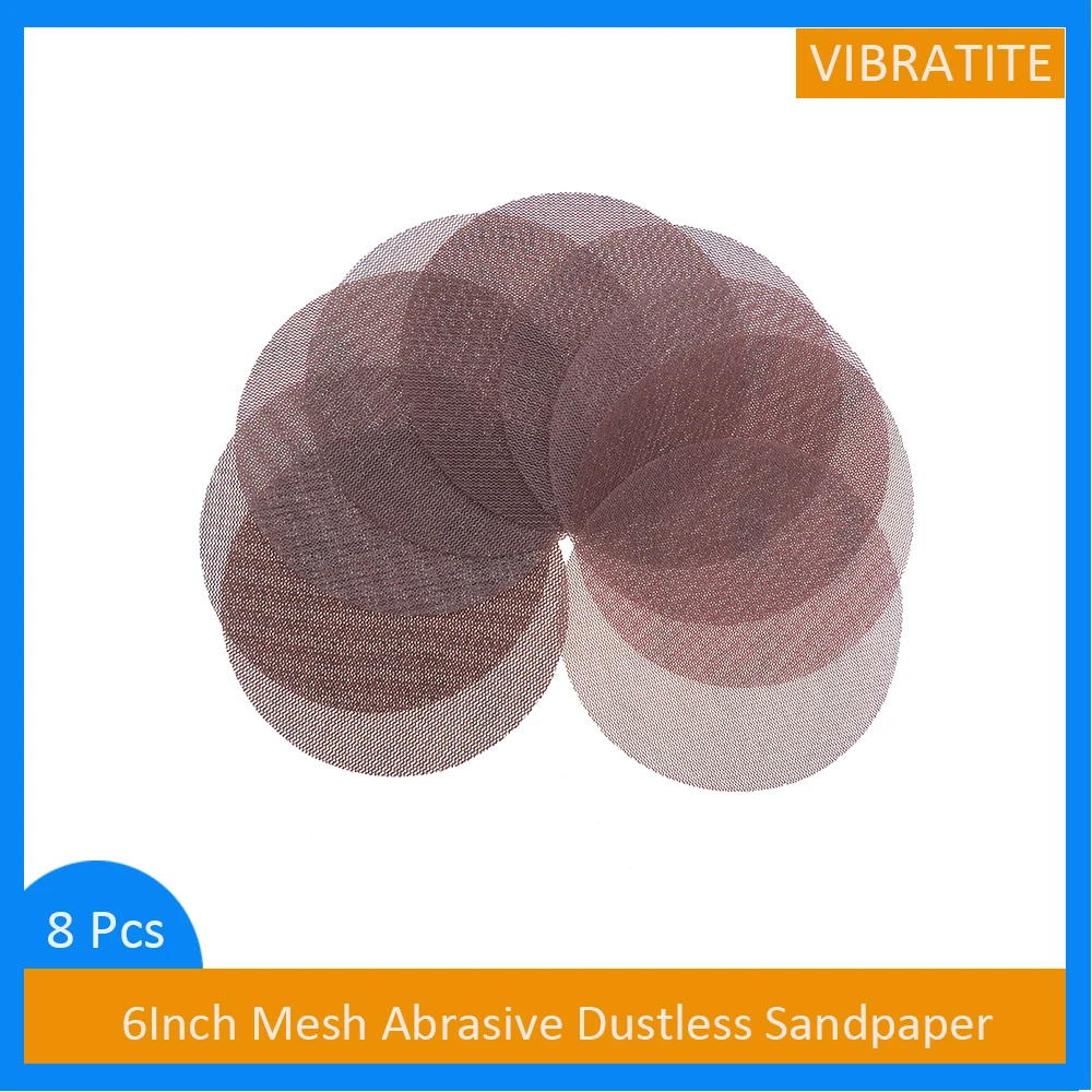 6Inch Mesh Abrasive Dustless Sandpaper 8 Pcs Hook&Loop Sanding Discs  Assortment 60-1000 Grit  Anti-blocking Dry Sandpaper 150mm