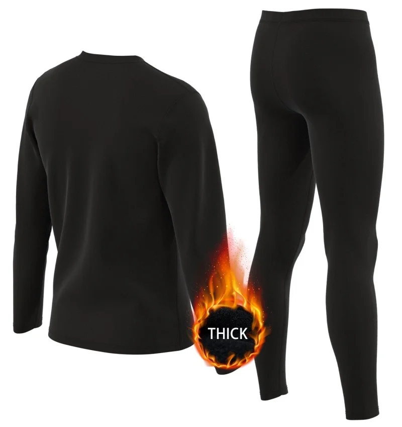 طقم ملابس داخلية حرارية للرجال مكون من قطعتين ملابس رياضية للرجال 5 ألوان برقبة دائرية ملابس شتوية دافئة وإكسسوارات التزلج #4