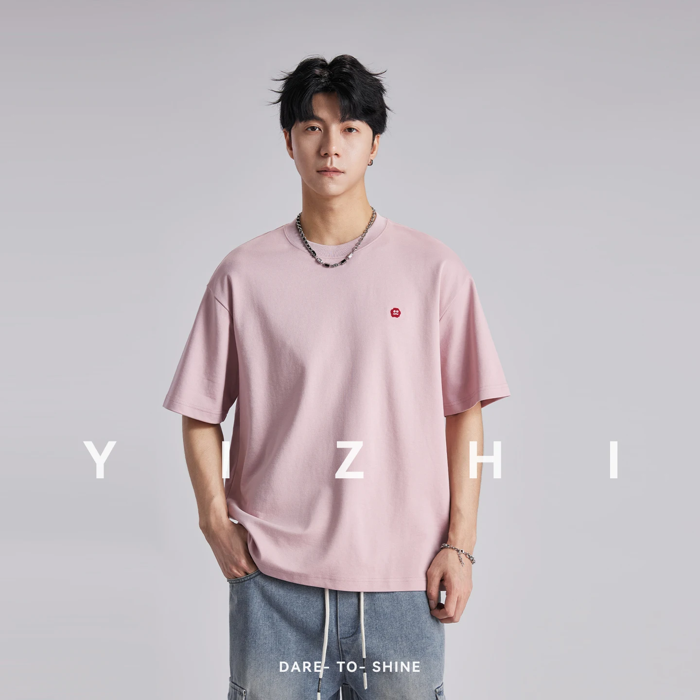 2026 Summer Men's Lyocell Fabric Embroidered Tee Loose Soft Breathable Simple Casual Sports Short Sleeve T-Shirts