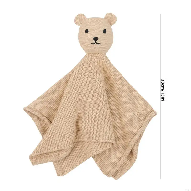 97BE Baumwoll-Schmusedecke, schlafende Puppen, Kind, süßer Bär, Kuscheltier, beruhigende und beschwichtigende Handtuchdecke für
