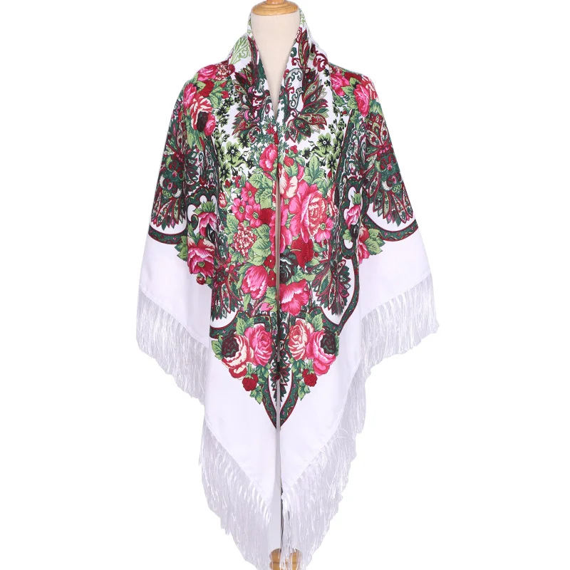 Large Size Square Shawl Women Scarf Warm Bohemian Cloak Print Vintage Fringed Beach Party Cape Blanket Wraps Designer Size 63in