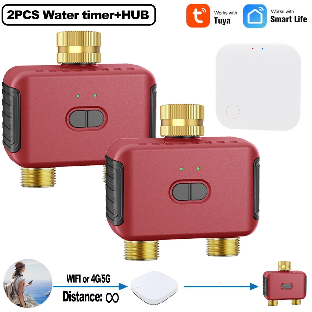 WiFi- en Zigbee-slimme bewateringstimer met 2 zones voor slimme tuin, Automatisch irrigatiesysteem, Druppel- en sproeicontroller, Klep Tuya 2MQTT ZHA